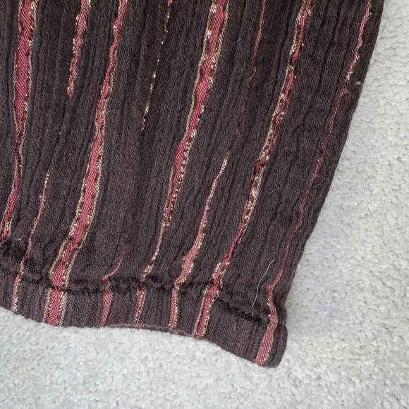 Ulla Johnson Brown Striped Metallic-Trim Ruffle Shoulder Jumpsuit - Picture 8 of 16